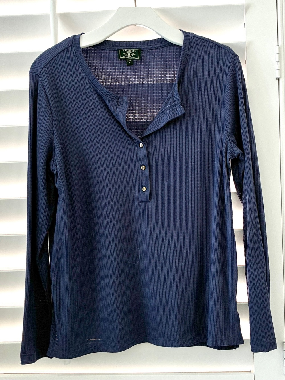 G.H. Bass & Co. Navy Ribbed Long-Sleeve Henley